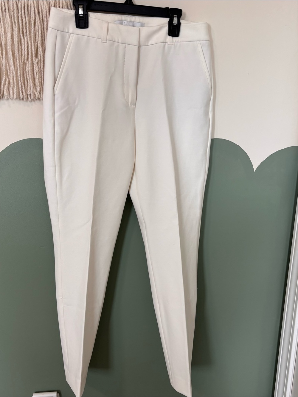 White House Black Market Cream Tailored Slim Dress Pants